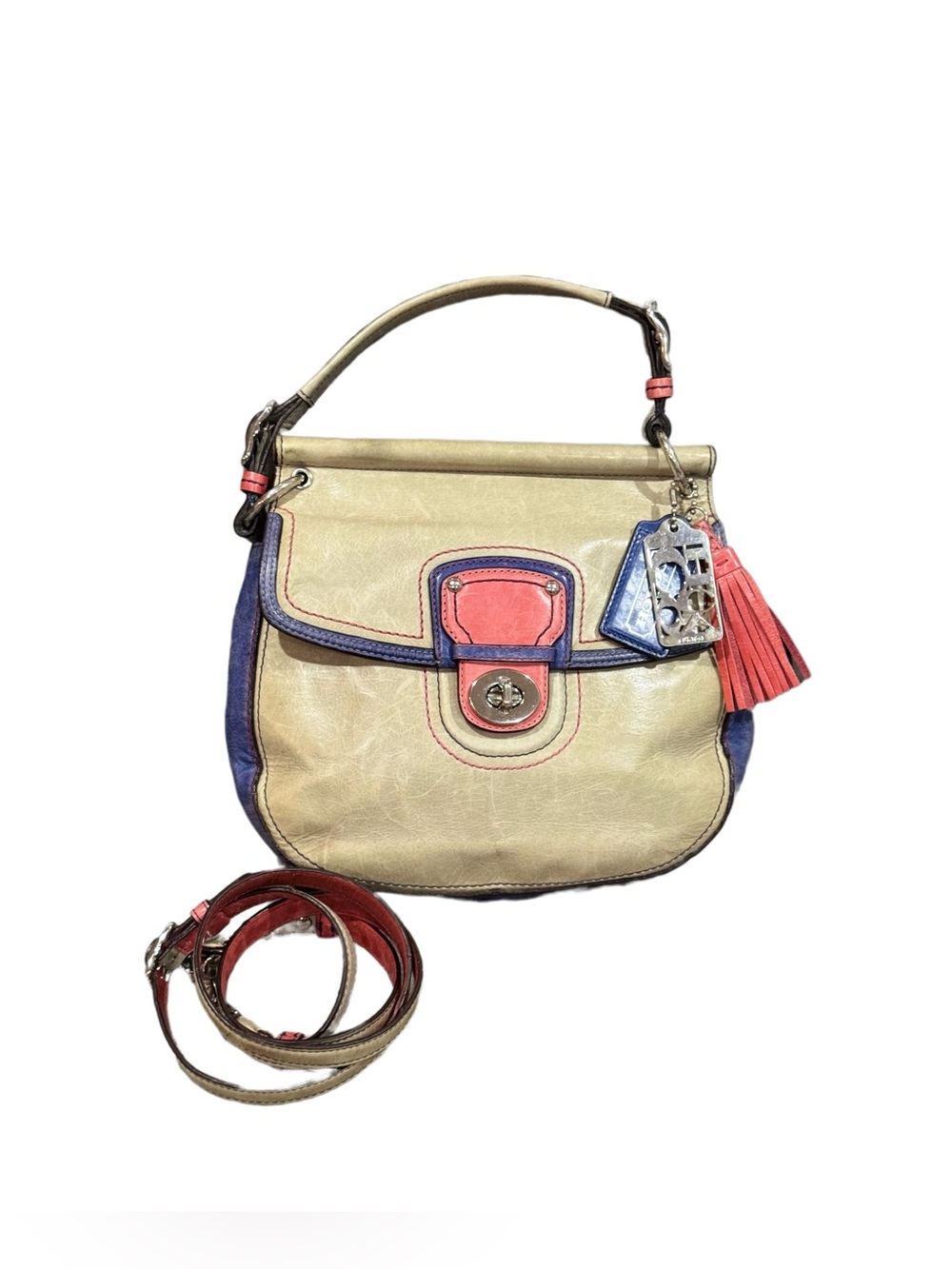 Coach Legacy Willis Colorblock Leather Turnlock Crossbody Shoulder Bag